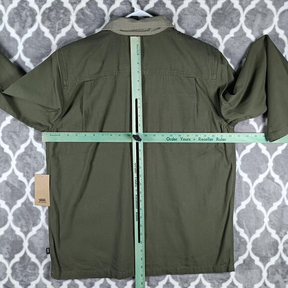 Vans Jacket Mens Medium Olive Green Drill Chore Coat Workwear Utility Pockets - Picture 5 of 10